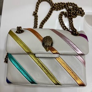 Kurt Geiger White Crossbody Bag with Multicolor Stripes